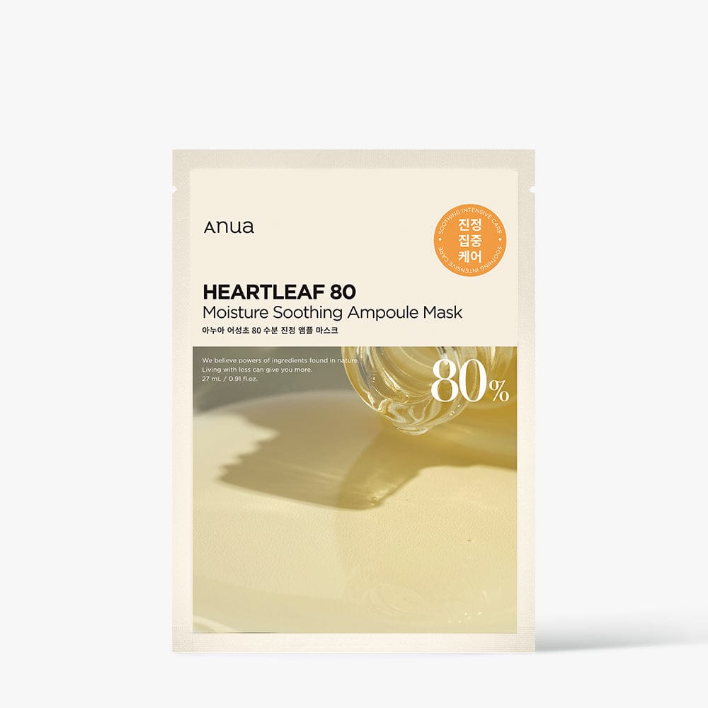 Anua HEARTLEAF 80 MOISTURE SOOTHING AMPOULE MASK 27ml X 10ea - Skynkorea