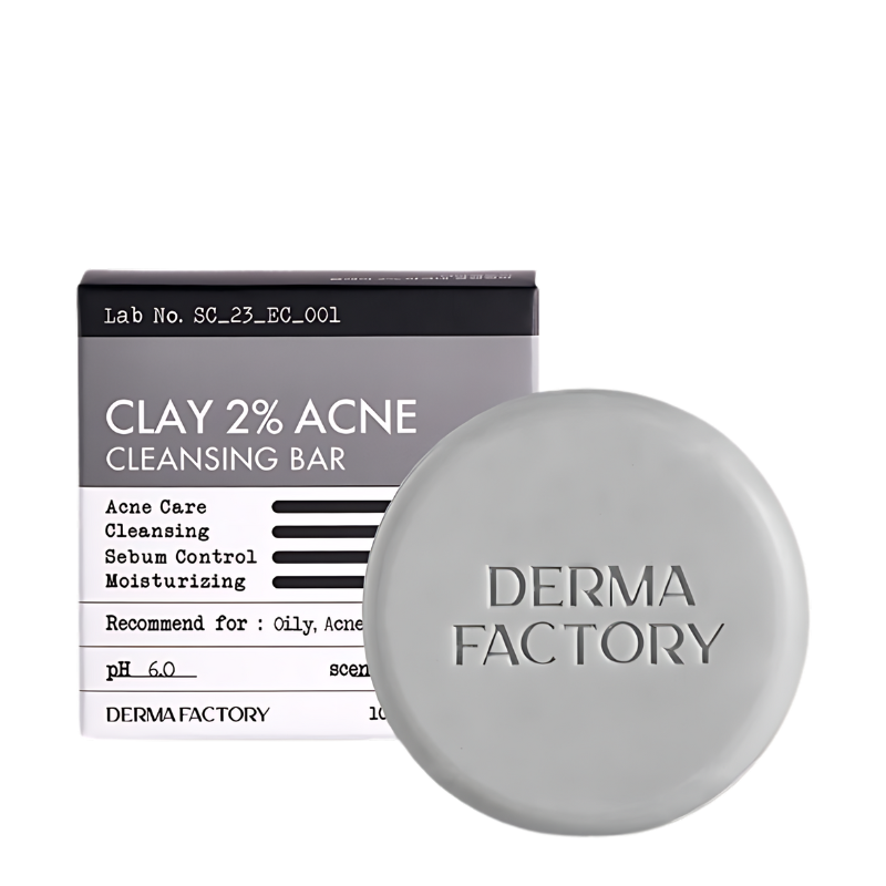 DERMA FACTORY Clat 2% Acne Cleansing Bar 120g - Skynkorea