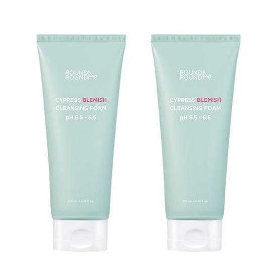 ROUND AROUND Cypress Blemish Cleansing Foam 200ml+200ml (Double SET) - Skynkorea