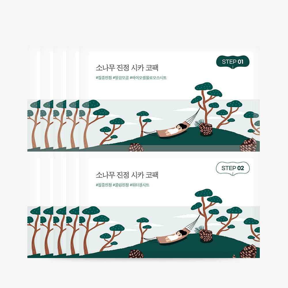 Round Lab Pine Tree Soothing Cica Biocellulose Nose Pack 2-Step Kit (1Step 4ml x 5ea / 2Step 4ml x 5ea) - Skynkorea