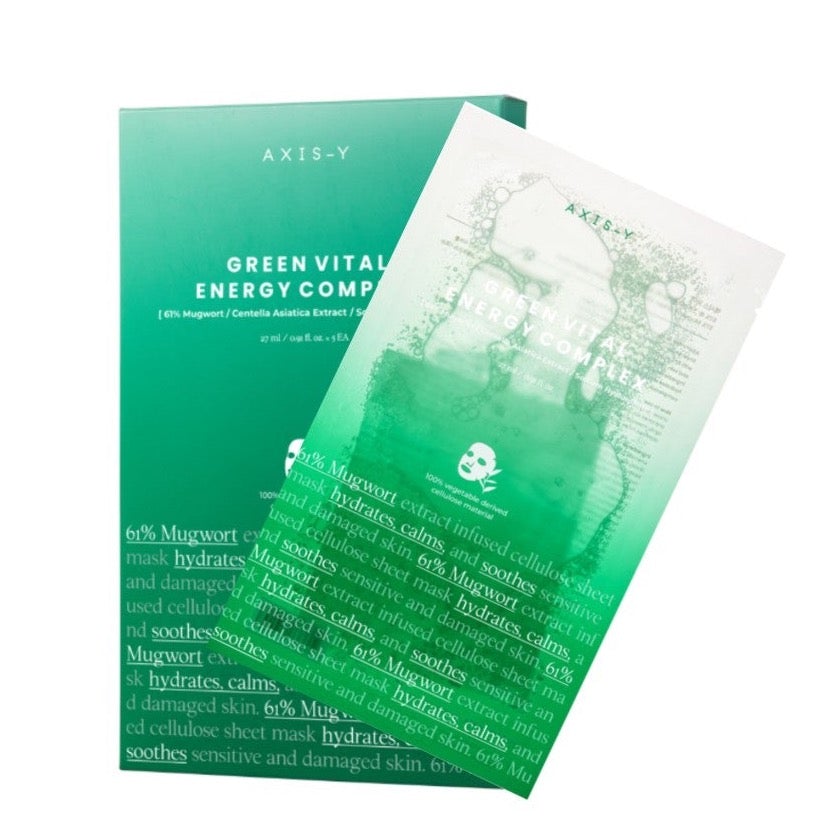 AXIS-Y 61% Mugwort Green Vital Energy Complex Sheet Mask 27ml x 5pcs - Skynkorea