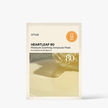 Anua HEARTLEAF 80 MOISTURE SOOTHING AMPOULE MASK 27ml X 10ea - Skynkorea