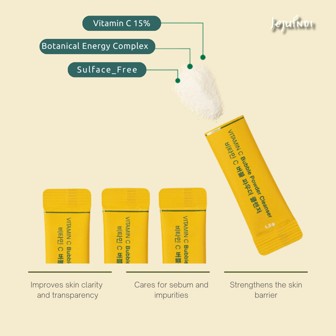 [JEJU INDI] Vitamin C Bubble Powder Cleanser 30ea - Skynkorea