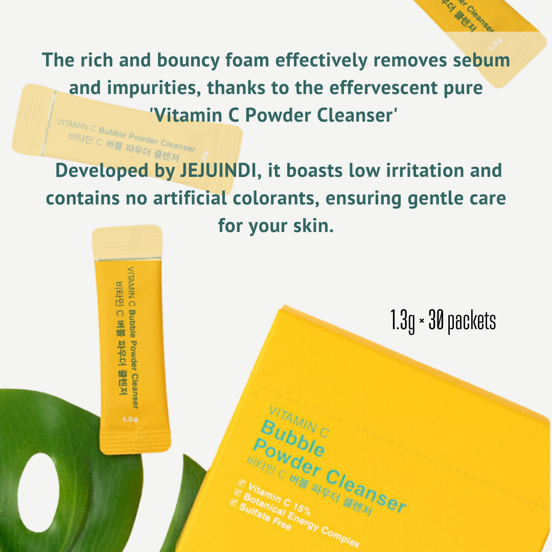 [JEJU INDI] Vitamin C Bubble Powder Cleanser 30ea - Skynkorea