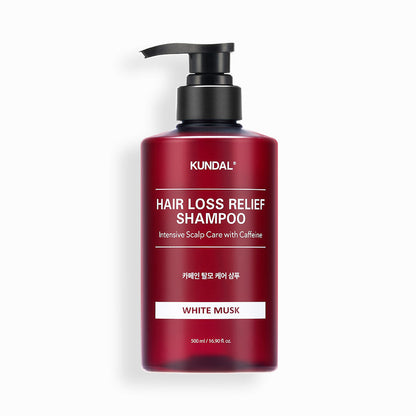 KUNDAL HAIR LOSS RELIEF SHAMPOO Intensive Scalp Care with Caffeine 500ml #WHITE MUSK - Skynkorea