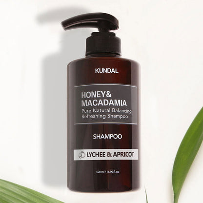 KUNDAL HONEY&MACADAMIA Pure Natural Balancing Refreshing Shampoo 500ml #LYCHEE & APRICOT - Skynkorea