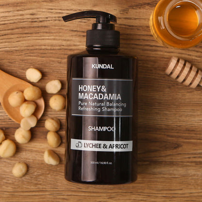 KUNDAL HONEY&MACADAMIA Pure Natural Balancing Refreshing Shampoo 500ml #LYCHEE & APRICOT - Skynkorea