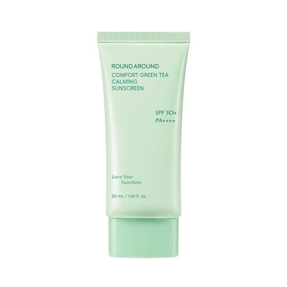 ROUND AROUND Comfort Green Tea Calming Sunscreen SFP50+ PA++++ 50ml - Skynkorea
