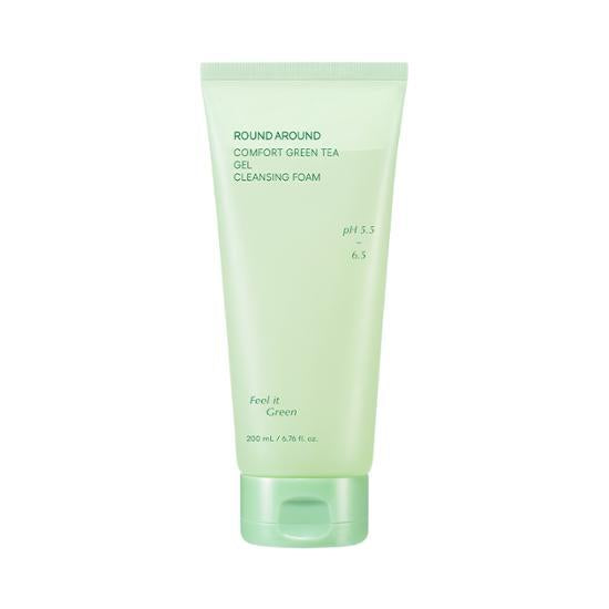 ROUND AROUND Comfort Green Tea Gel Cleansing Foam 200ml - Skynkorea