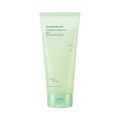ROUND AROUND Comfort Green Tea Gel Cleansing Foam 200ml - Skynkorea