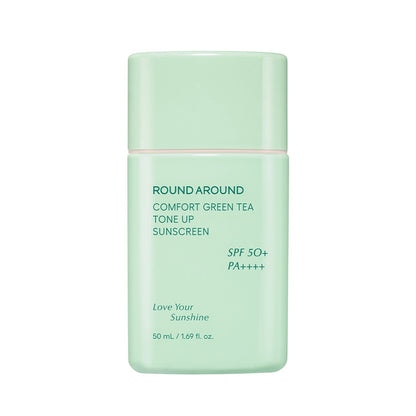 ROUND AROUND Comfort Green Tea Tone Up Sunscreen SFP50+ PA++++ 50ml - Skynkorea