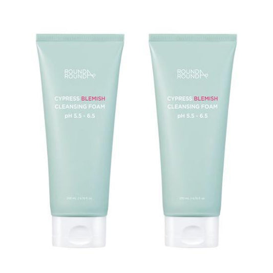 ROUND AROUND Cypress Blemish Cleansing Foam 200ml+200ml (Double SET) - Skynkorea