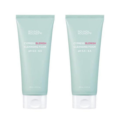 ROUND AROUND Cypress Blemish Cleansing Foam 200ml+200ml (Double SET) - Skynkorea