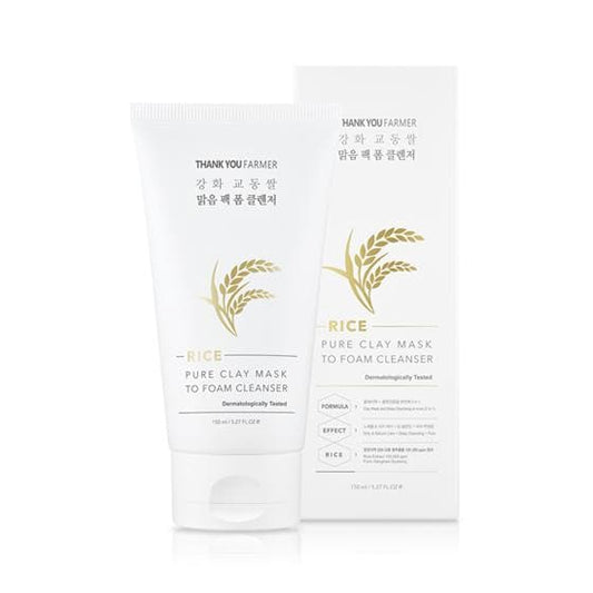 [THANK YOU FARMER] Rice Pure Clay Mask to Foam Cleanser 150ml - Skynkorea