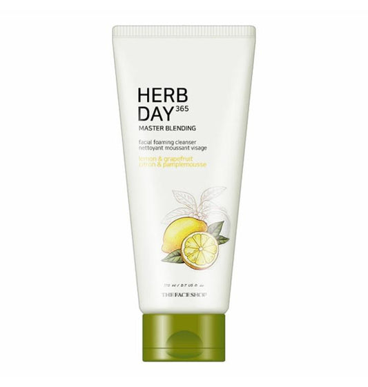 THE FACE SHOP Herb Day 365 Master Blending Facial Foaming Cleanser 170ml #Lemon & Grapefruit - Skynkorea