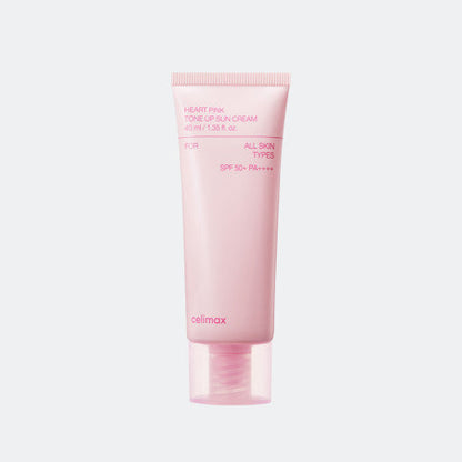 Celimax Heart Pink Tone Up Sun Cream SPF50+ PA++++ 40ml - Brightening Sunscreen for Radiant Skin - Skynkorea