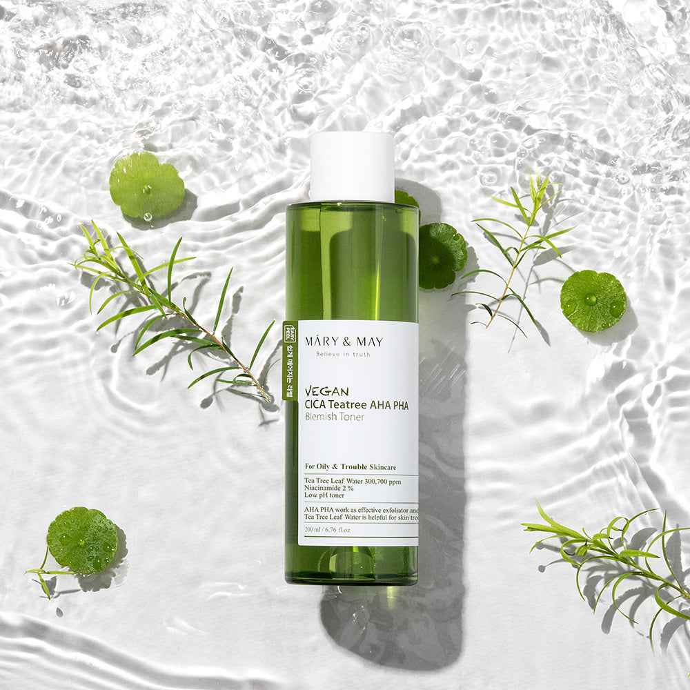 [MARY & MAY] Vegan CICA Tea Tree Toner Special Set (200ml+30ml+Eye cream 12g) - Skynkorea