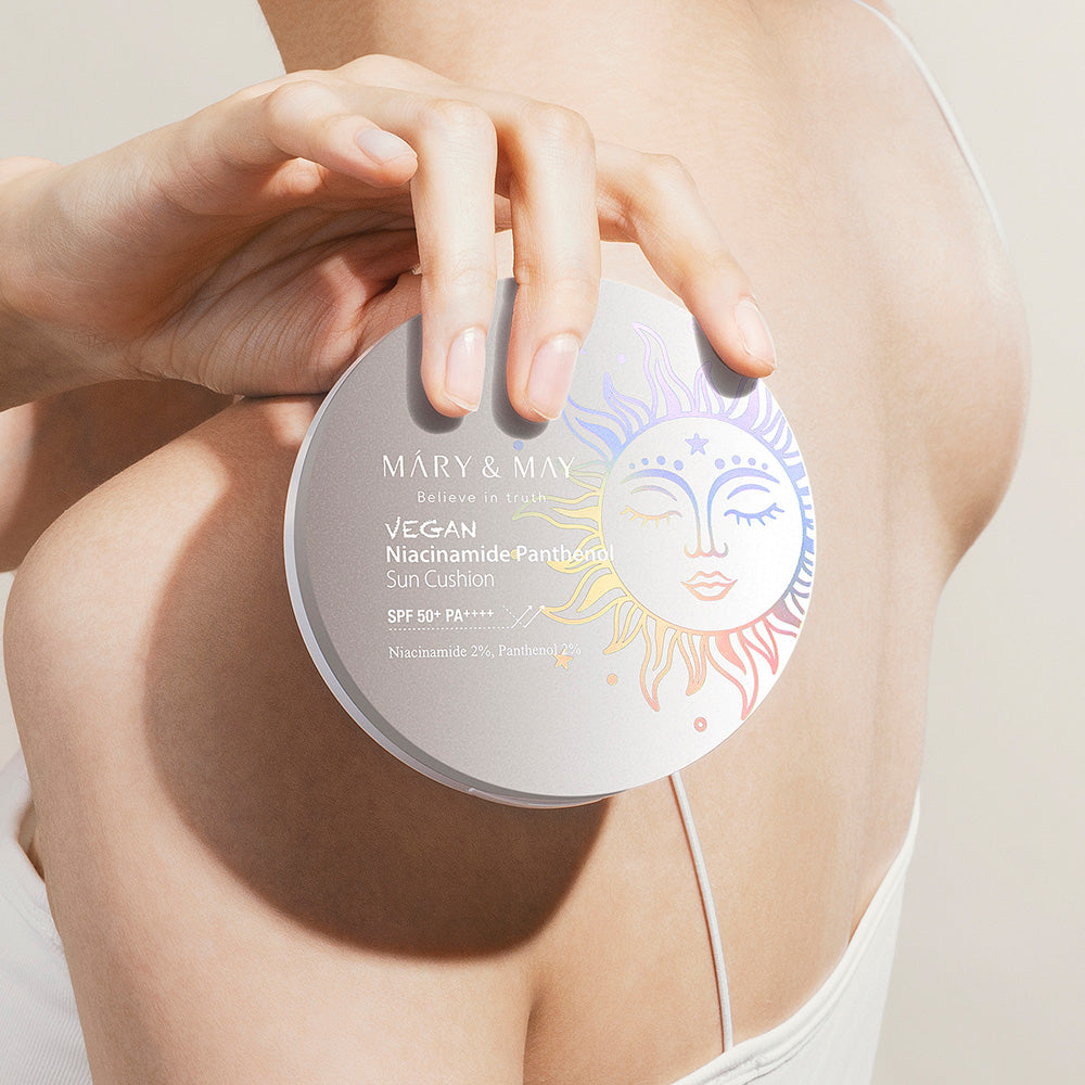 [MARY & MAY] Vegan Niacinamide Panthenol Sun Cushion SPF50+ PA++++ 25g - Skynkorea