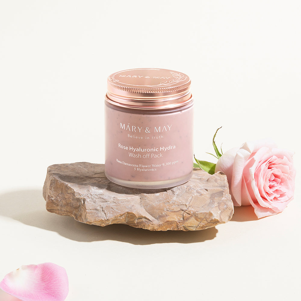 [MARY & MAY] Vegan Rose Hyaluronic Hydra Wash off Pack 125g - Skynkorea