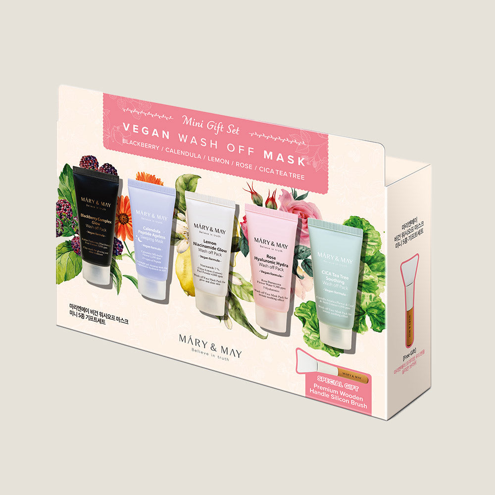 [MARY & MAY] Vegan Wash Off Mask Mini Gift Set (30g x 5) - Skynkorea