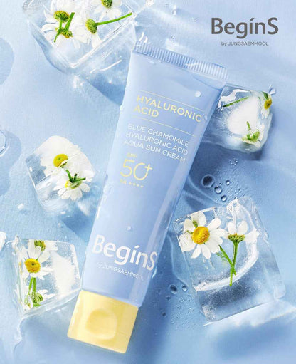 JUNGSAEMMOOL Blue Chamomile Hyaluronic Acid Aqua Sun Cream SPF 50+ PA++++ 50ml - Skynkorea