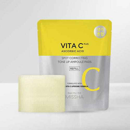 MISSHA Vita C Plus Spot Correcting Tone Up Ampoule Pads 210g/80pads (Refill) - Skynkorea